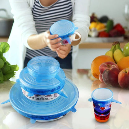 Silicone Stretch Lids and Reusable Bowl Covers 6 Pcs Set