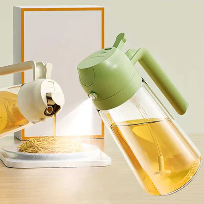 Two In One Oil Spray Dispenser 470 ML, Kitchen Oil Spray Bottle And Dispenser, Glass Oil Container