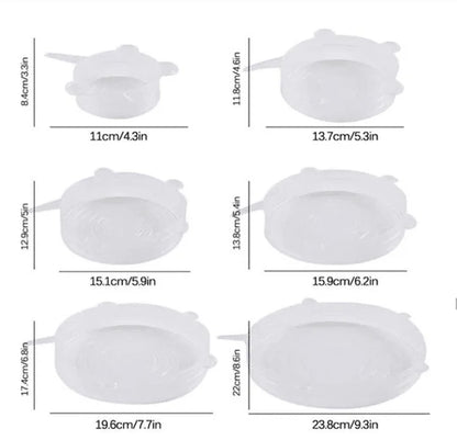 Silicone Stretch Lids and Reusable Bowl Covers 6 Pcs Set
