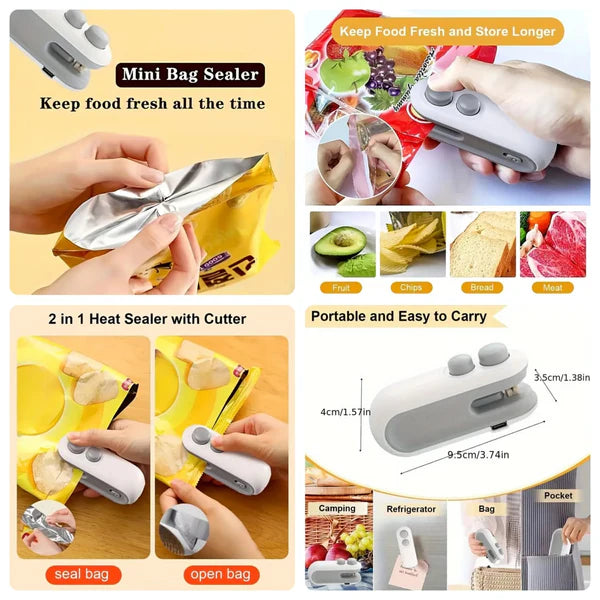 Bag Sealer Rechargeable 2 In 1, Mini Heat Sealer Machine