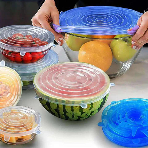 Silicone Stretch Lids and Reusable Bowl Covers 6 Pcs Set