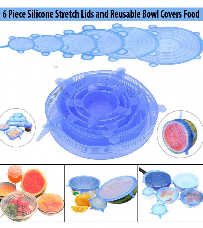Silicone Stretch Lids and Reusable Bowl Covers 6 Pcs Set
