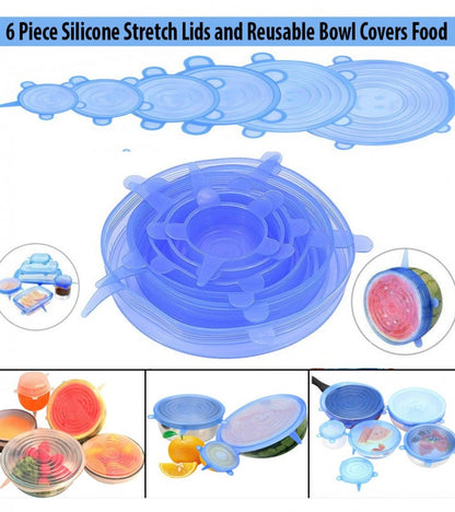 Silicone Stretch Lids and Reusable Bowl Covers 6 Pcs Set