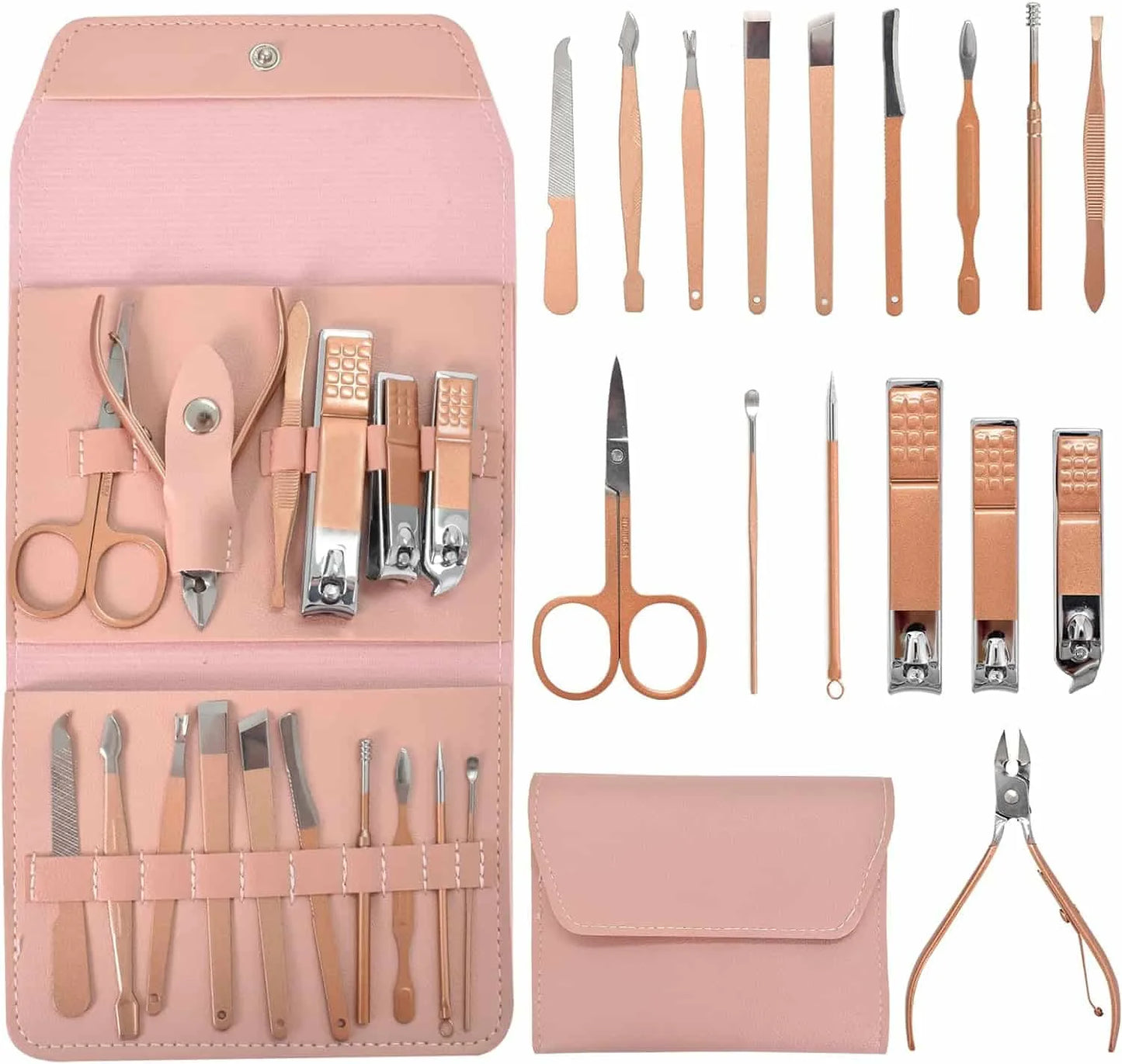 16 Pcs Manicure Pedicure Set with Leather Case