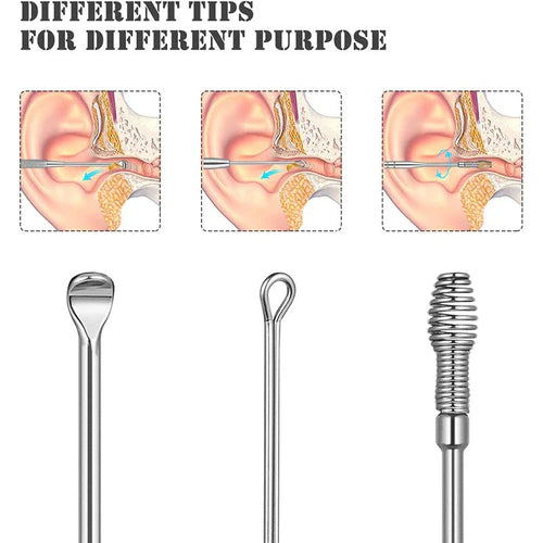 Stainless Steel Ear Wax Removal Kit Ear Cleaning Kit 6 pcs set