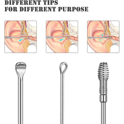 Stainless Steel Ear Wax Removal Kit Ear Cleaning Kit 6 pcs set