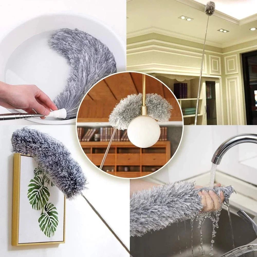 8 feet Extendable Brush, Telescopic Cleaning Duster Brush, Bendable Dust Cleaning Brush
