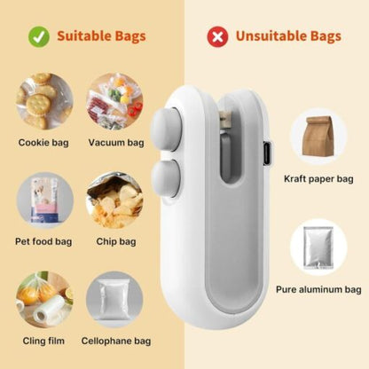 Bag Sealer Rechargeable 2 In 1, Mini Heat Sealer Machine